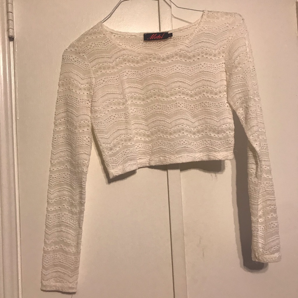 White Lace Crop Top - S